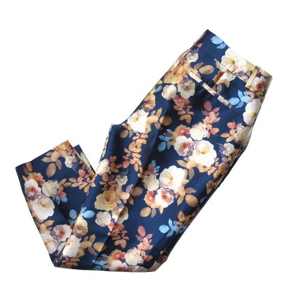 NWT J.Crew Collection Cafe Capri Midnight Ocean Antique Floral Pants 6 - Picture 2 of 5